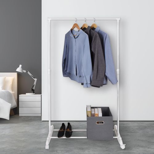 All Set 42 x 82 x 160cm Single Extendable White Garment Rack