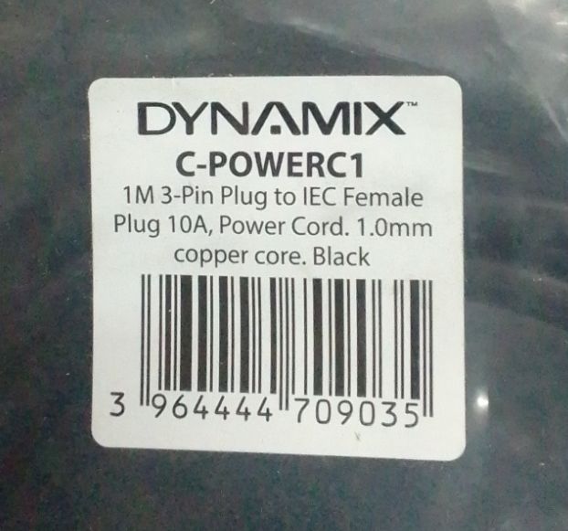 Tech Dynamix C-Powerc1 cable 1m 3-Pin to IEC Female Plug, 10A Power Cord 1.0mm copper-core Black