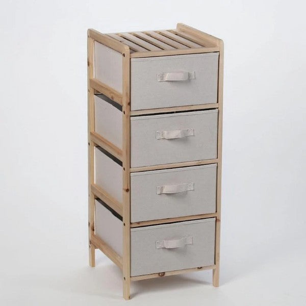 Bedroom Malibu Drawer Unit Natural 4 Tier