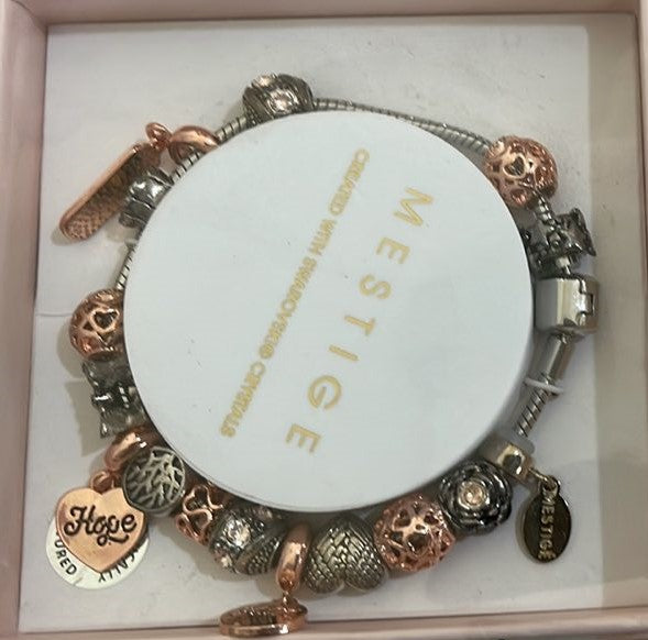 Ladies Mestige Hope Rose Plated Charm Bracelet