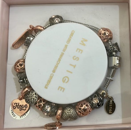 Ladies Mestige Hope Rose Plated Charm Bracelet