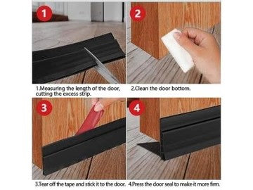 Home Door Seal Under Door Draft Stopper Black
