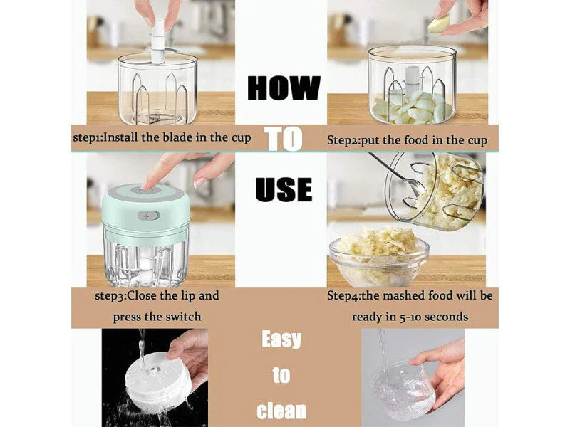 Kitchen 250ml Electric Garlic Crusher Vegetable Chopper