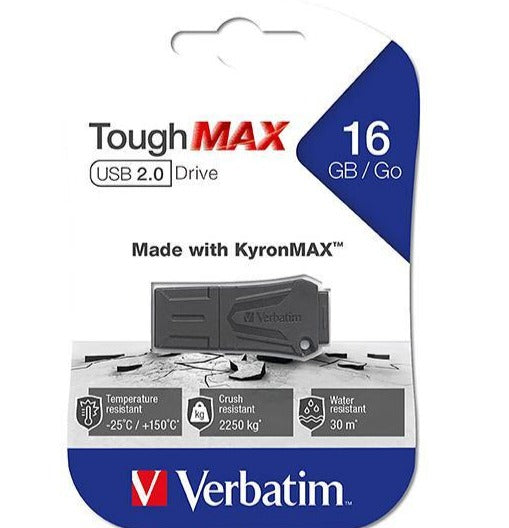 Tech Verbatim ToughMAX Military-Grade **Crush it, boil it, freeze it** USB 2.0 Drive 16GB