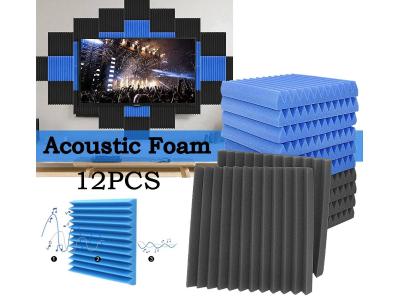 Tech Acoustic Foam Soundproofing Sound Studio Foam Tiles (6x Blue/6x Black)