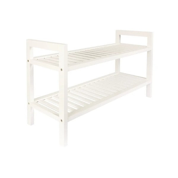 All Set 2 Tier White Wooden Shoe Rack (6142086873240)