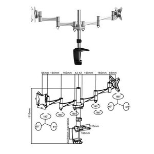 Brateck 13-27" Dual Monitor Stand with Clamp & Grommet Base (6927009808536)