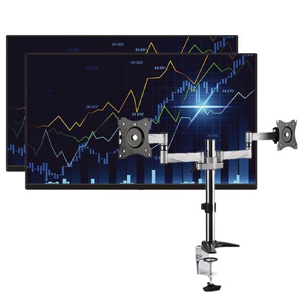 Tech Dual Monitor Desk Mount - Fits Most 13"-27" Screen size - (screens not included)