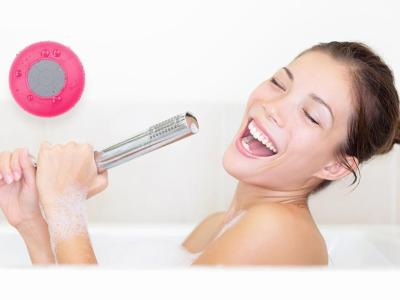 Tech - Waterproof Bluetooth Shower Hands-free Portable Speaker - Red