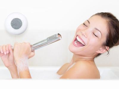 Tech Waterproof Bluetooth Shower Hands-free Portable Speaker - White