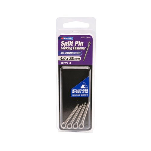 Zenith Split Pin 4.0x25mm SS316 4pk (6903268737176)