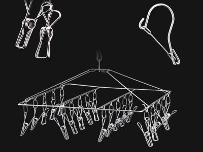 Laundry Stainless Steel Clothes Drying Rack Portable with 20 Pegs/Clips