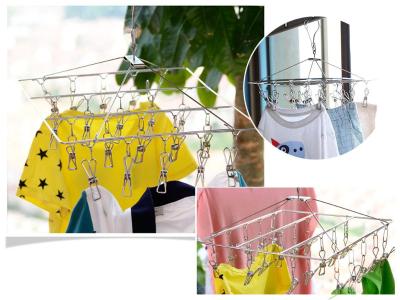 Laundry Stainless Steel Clothes Drying Rack Portable with 20 Pegs/Clips