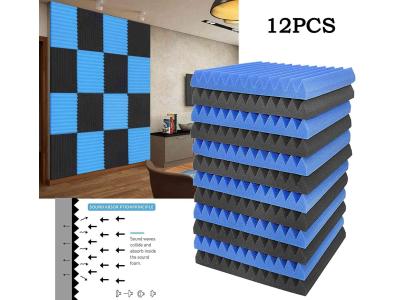 Tech Acoustic Foam Soundproofing Sound Studio Foam Tiles (6x Blue/6x Black)