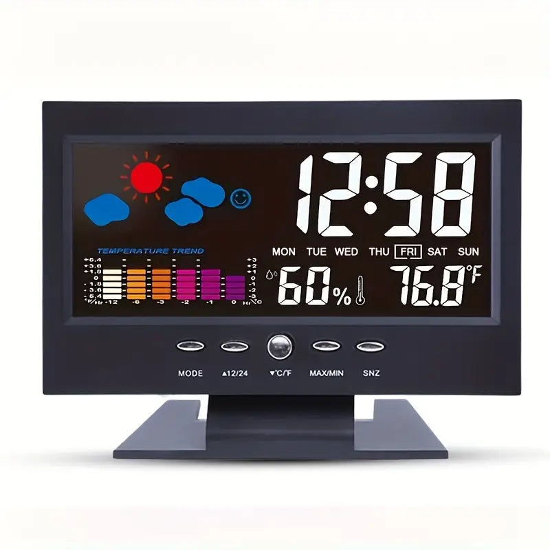 Clock Weather Clock With Voice-Activated Backlight & Forecast Function