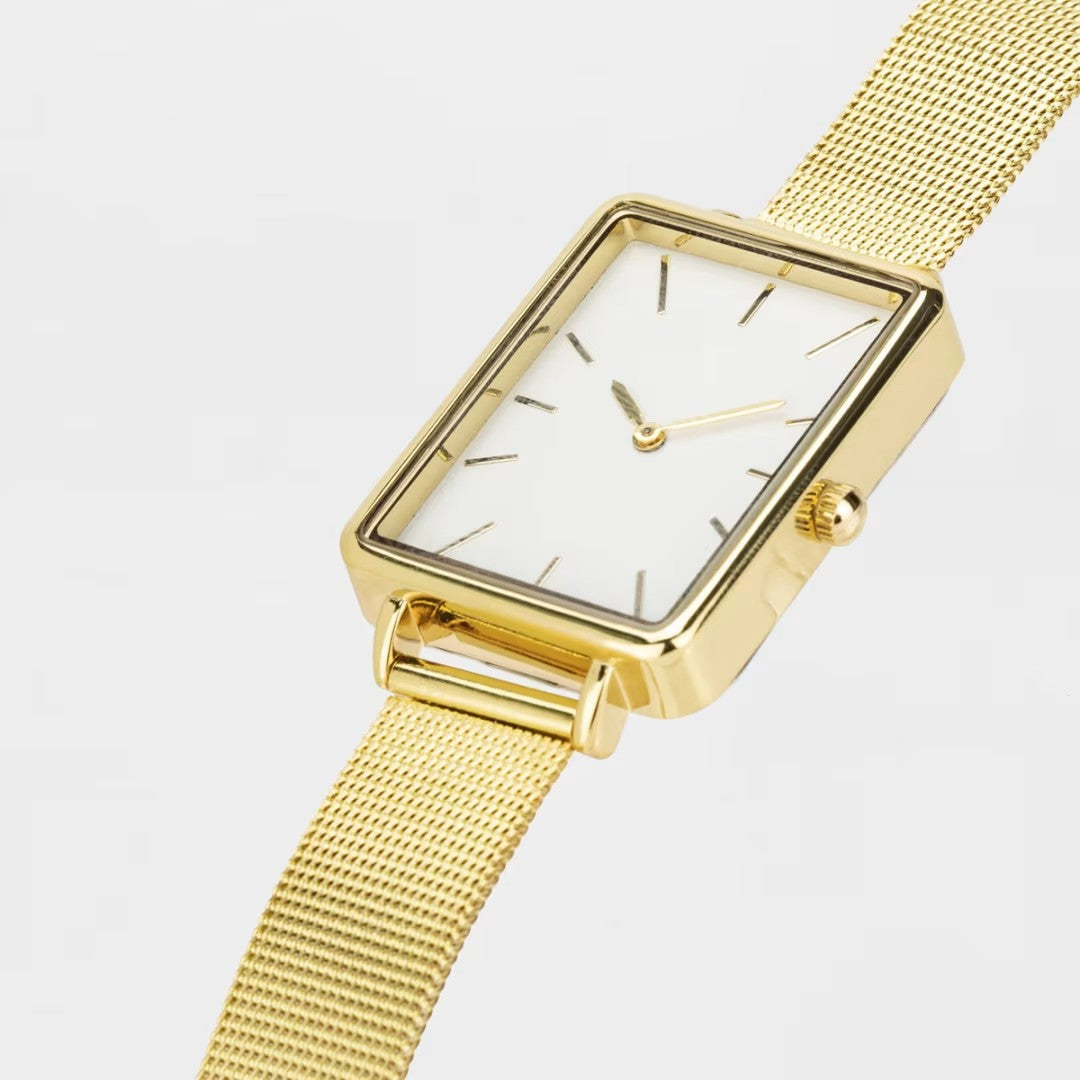 Ladies Rectangle Watch - Gold Color