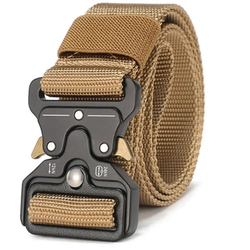 Mens FRALU Belt Men's Outdoor Hunting Metal Tactical Belt KHAKI