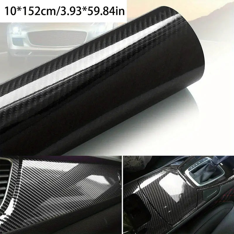 Vehicles 10*152cm/3.93*59.84in 7D Car Sticker Glossy Carbon Fiber Vinyl Film