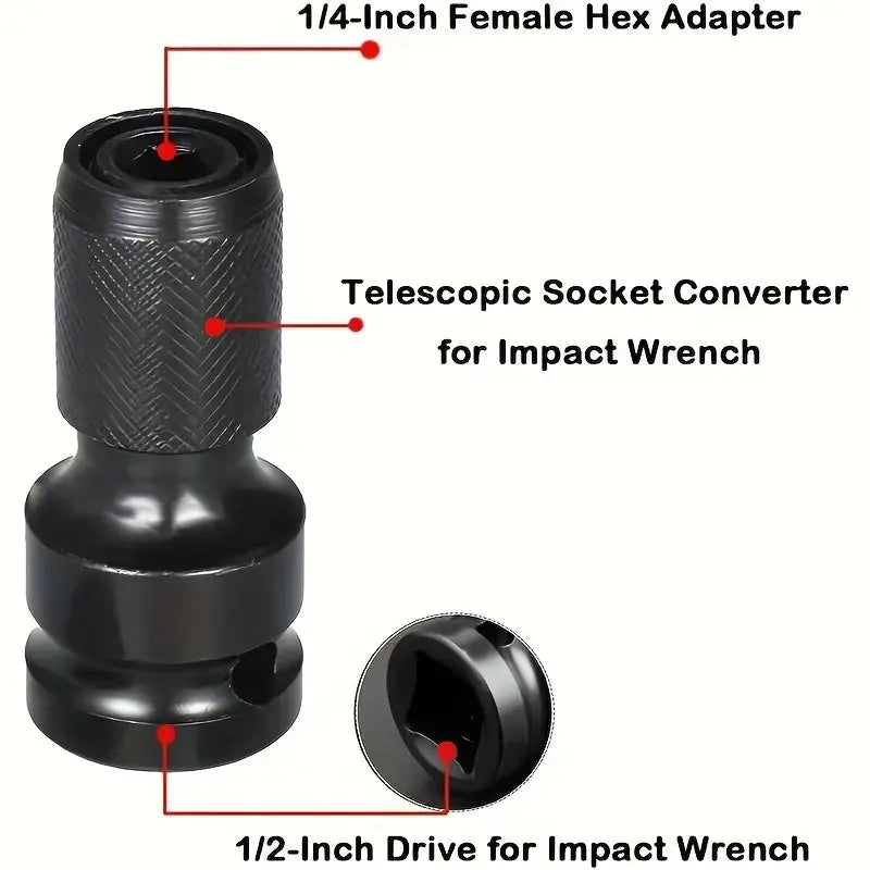 Tools 1/2 Inch Square To 1/4 Inch Hex Ratchet Socket