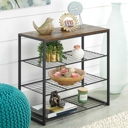 Shelving  Black 4-Tier Modern Industrial Storage Rack