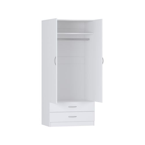 Bedroom Practa 2 Door 2 Drawer White Robe 520 D x 800 W x 1800H mm