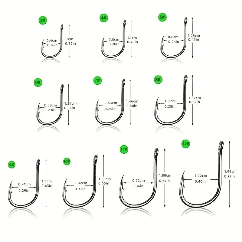 100pcs/set Stainless Steel Fish Hooks