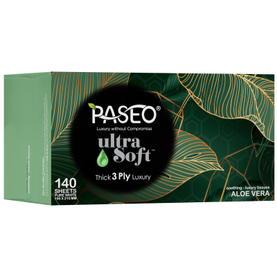 Paseo Ultra Soft Hypo Allergenic 3 Ply Soothing Aloe Vera Tissues 140pk