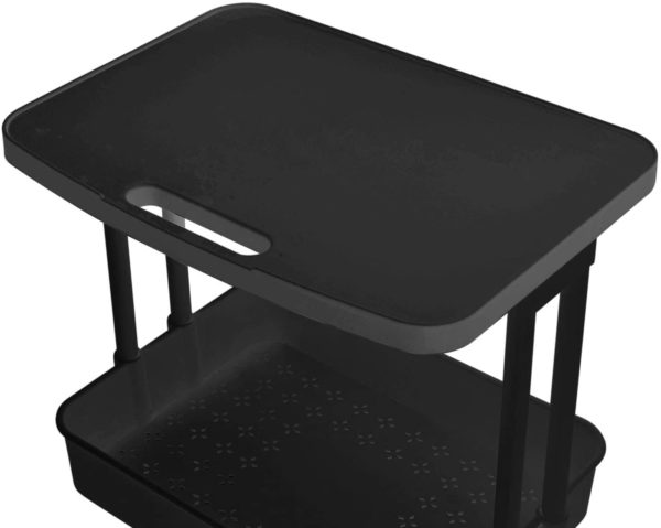 Supply 3 Tier Rolling Cart with Practical Tabletop BLACK