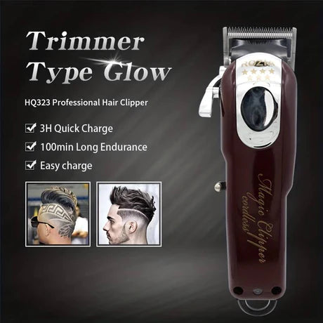 Salon Men's Professional Hair Clippers Trimmers USB Rechargeable