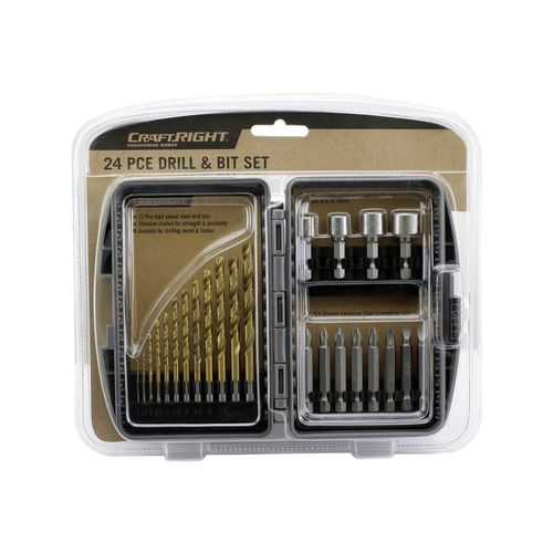 Tools Craftright 24 Piece Titanium Coated Drill Bit Set