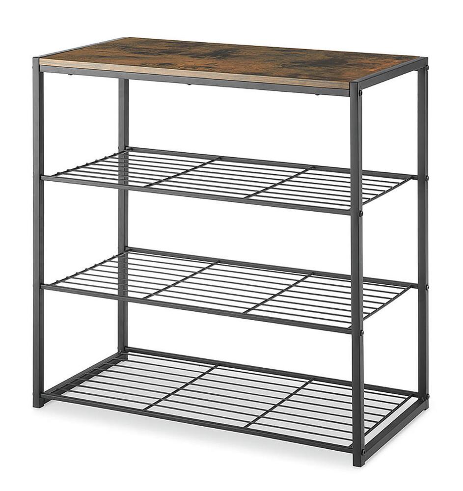 Shelving  Black 4-Tier Modern Industrial Storage Rack