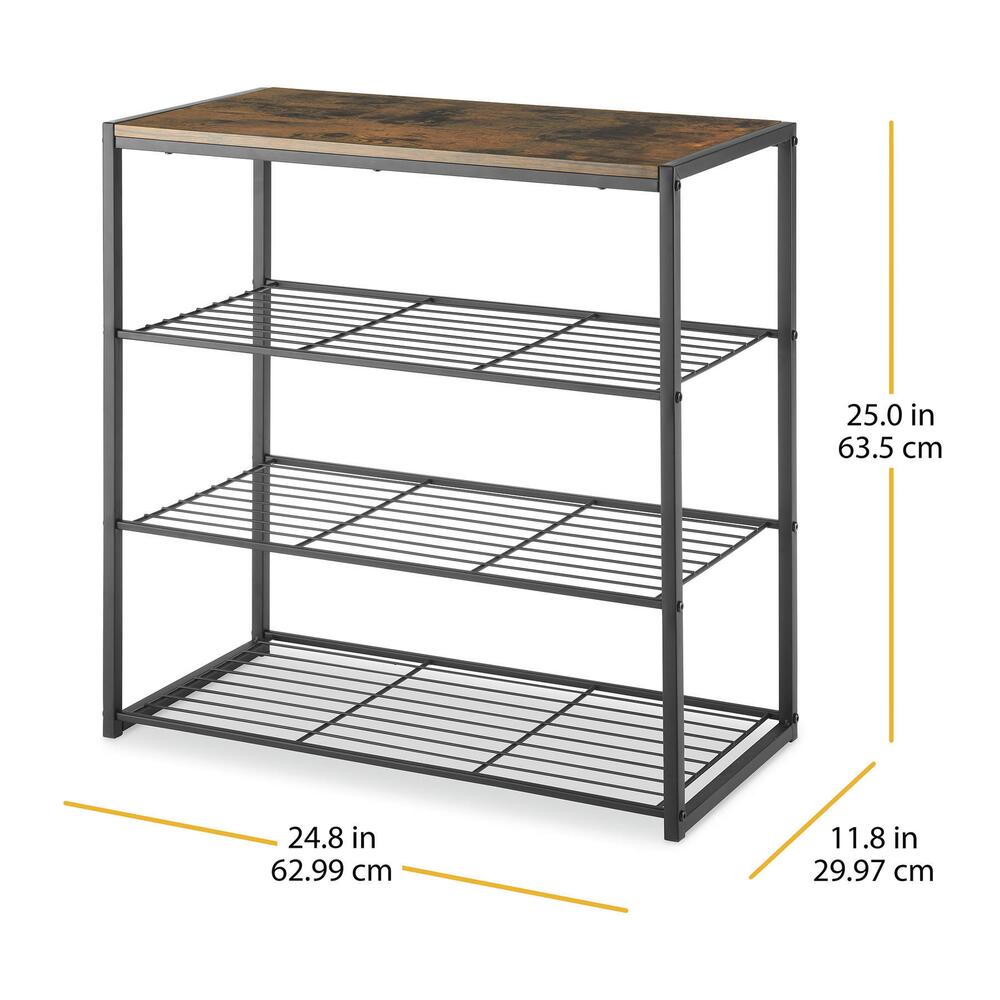 Shelving  Black 4-Tier Modern Industrial Storage Rack