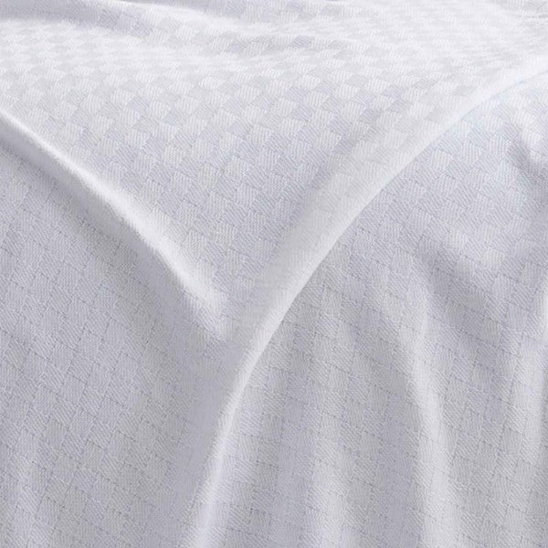 Bedroom Hotel @ Home Grid Cotton Bamboo Blanket WHITE