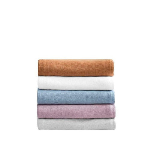 Bedroom Hotel @ Home Grid Cotton Bamboo Blanket Blush