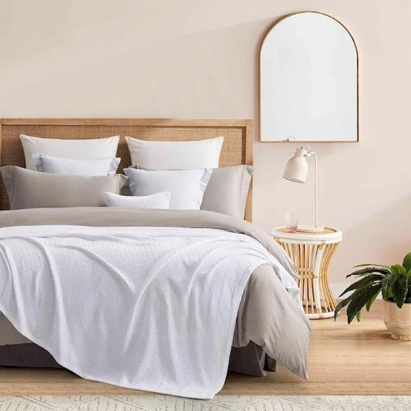 Bedroom Hotel @ Home Grid Cotton Bamboo Blanket Blush