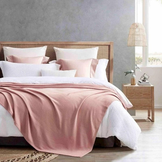Bedroom Hotel @ Home Herringbone Cotton Bamboo Blanket CLAYE