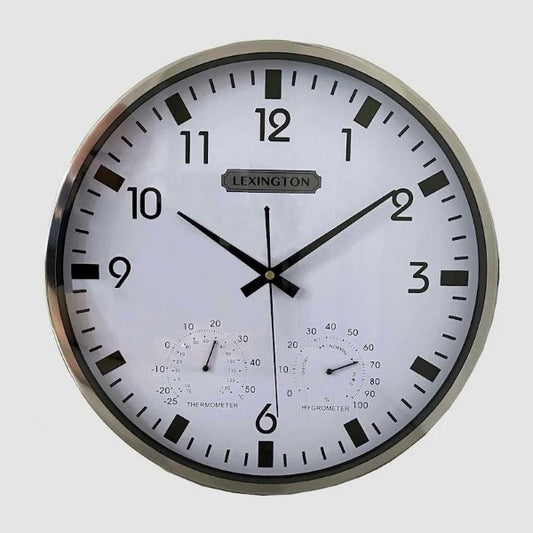 Home Lexington Weather Station Wall Clock Silver 35.5cm