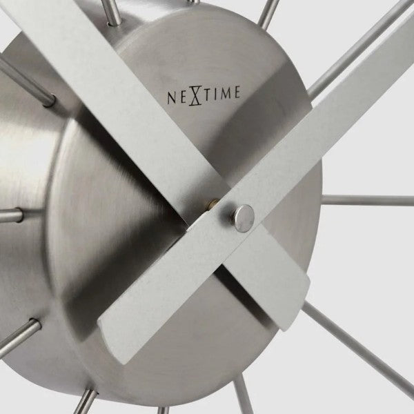 Home Nextime Wall Clock Plug Inn Stainless Steel Spokes 58cm