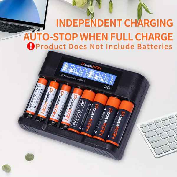 Tech 8-slot AA AAA Battery Charger 500mA*8-slot High-speed Charging And USB-C