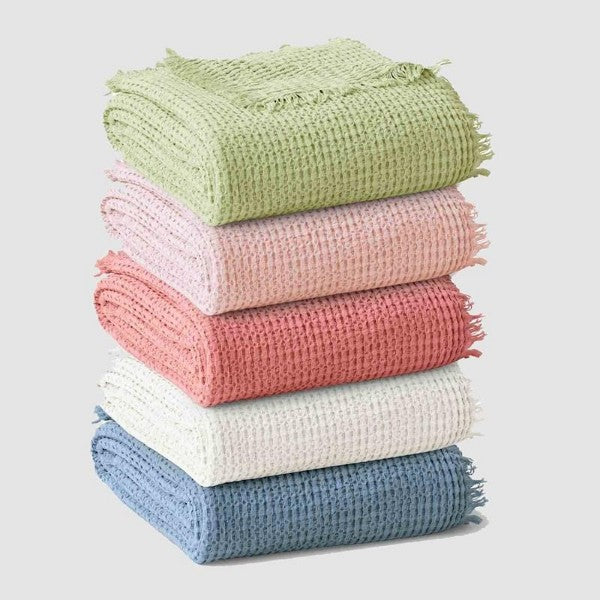 Bedroom Urban Loft Cotton Waffle Blanket - BLUSH 1pc