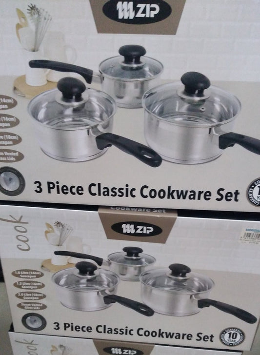 Kitchen Zip 3 Piece Classic Cookware Set