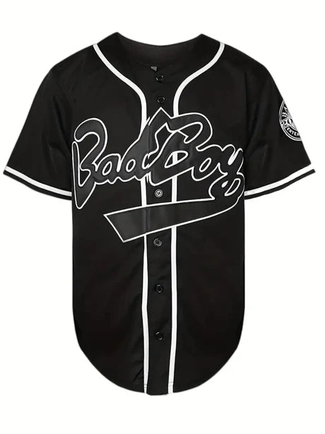 Mens Unisex Bad Boy Baseball Jersey BLACK