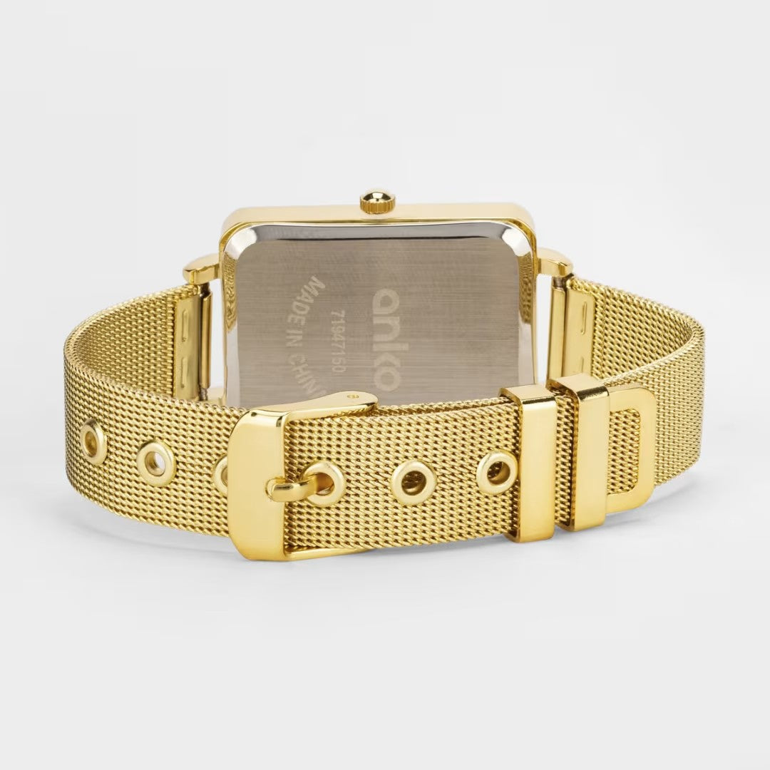 Ladies Rectangle Watch - Gold Color