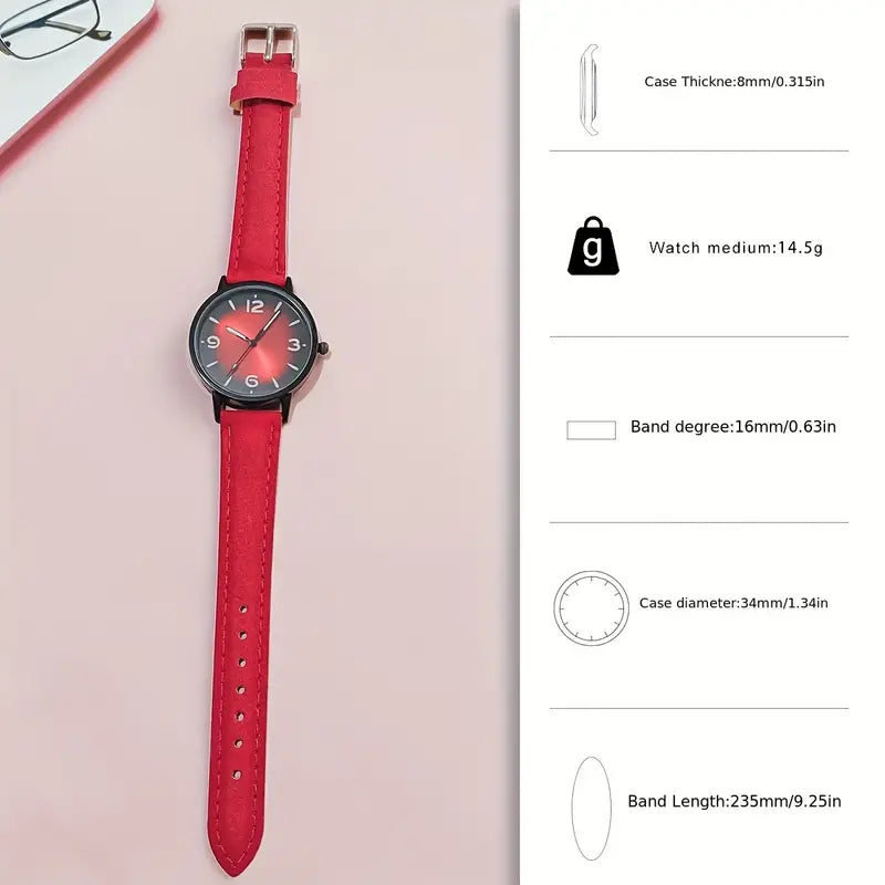 Ladies Fashionable Womens Quartz Watch RED