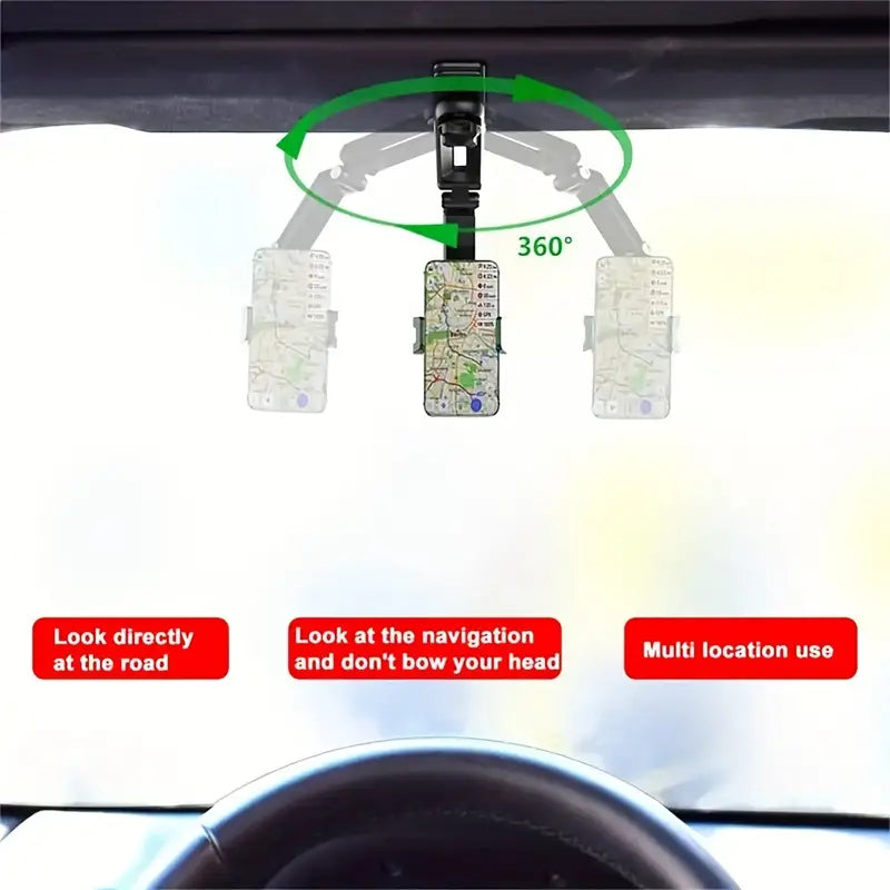 Tech Rotating Sun Visor Cellphone Car Holder Universal