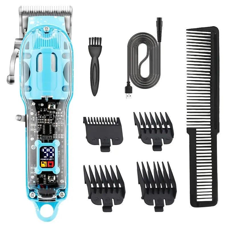 Mens Salon Transparent Body Electric Hair Clipper