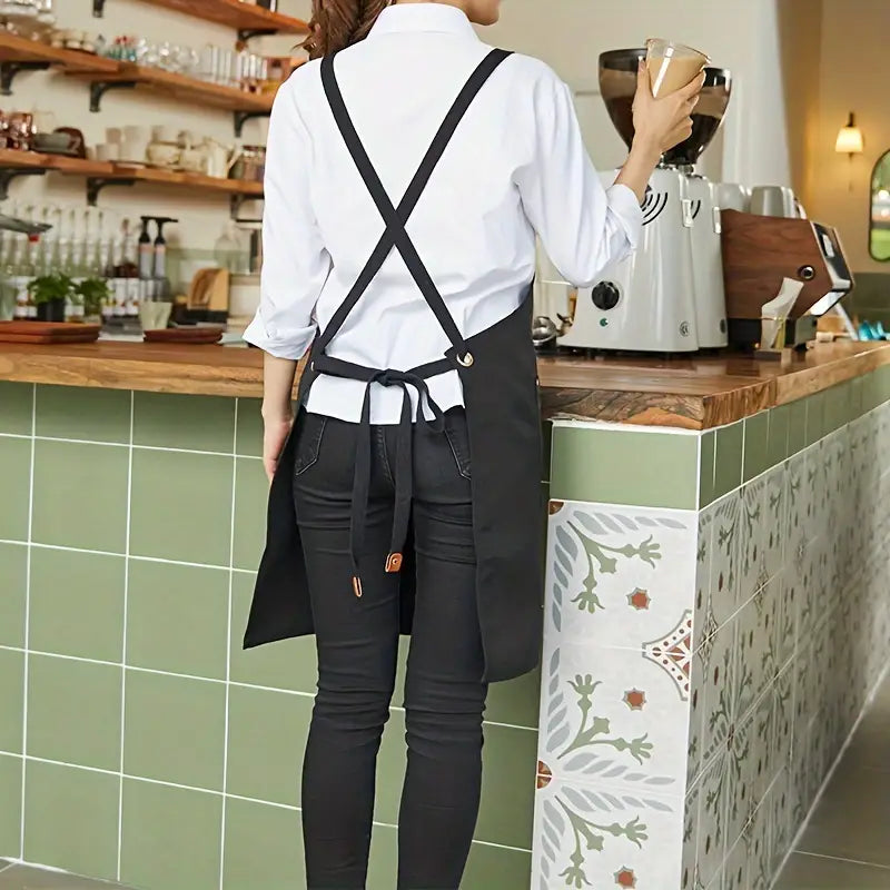 Cafe' 1pc Kitchen Apron BLACK