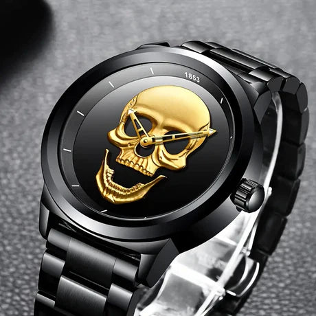 Watches Men's Fashion Waterproof Trendy Stainless Steel Skull Watch