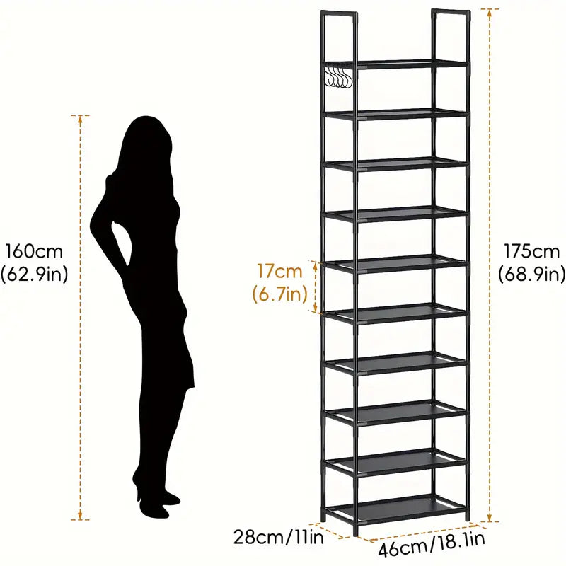 Shelving Space-Saving 10-Tier Shoe Rack