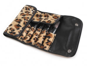 12PCS Makeup Brush Set with Roll Up Leopard Bag (4612331733049)